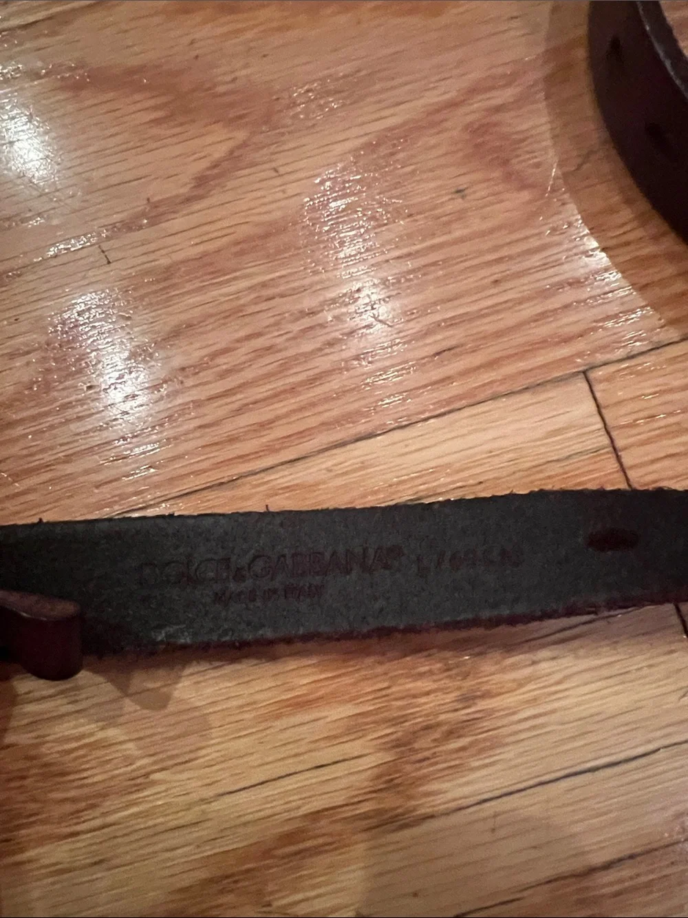 D&G Dark Brown Leather Belt with Two-Tone Logo Buckle